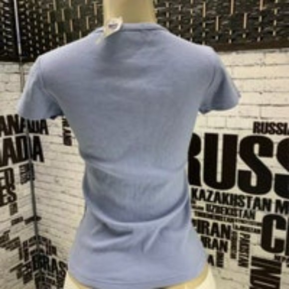Gap S Blue Split Neck Short Sleeve Tee - Picture 3 of 3